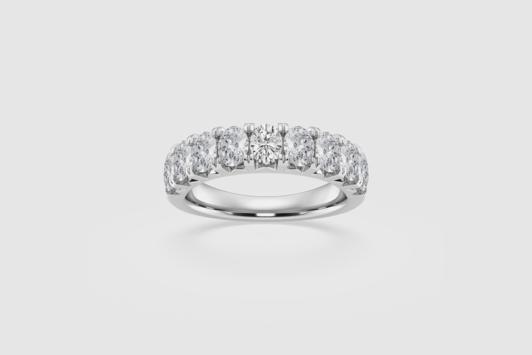 1 5/8 ctw Oval Natural Diamond French Pave Anniversary Band