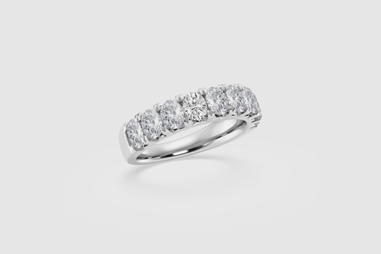 1 5/8 ctw Oval Natural Diamond French Pave Anniversary Band