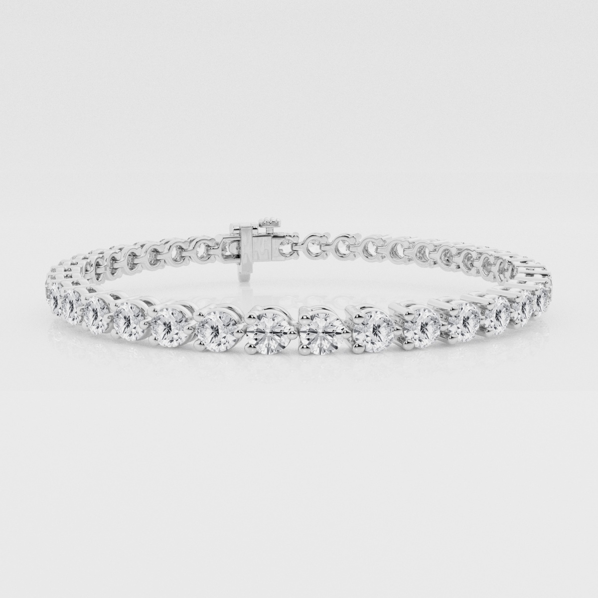 Natural Diamond | 8 ctw Round Three Prong Tennis Bracelet - 7.5 inches