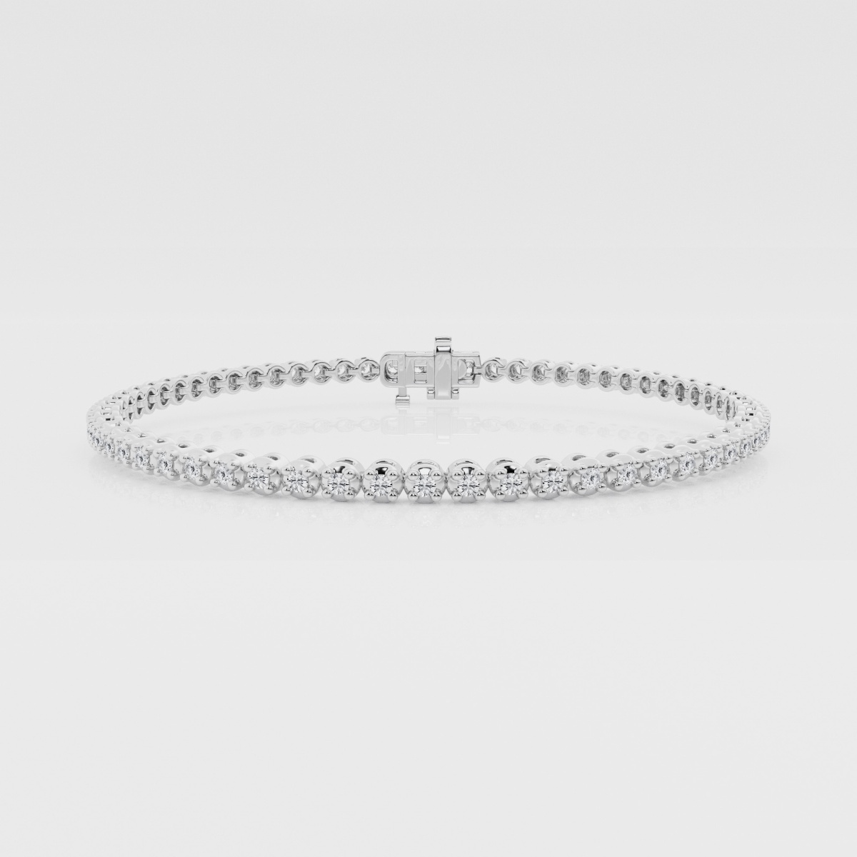 Natural Diamond | 1 ctw Round Four Prong Tennis Bracelet - 8 inches