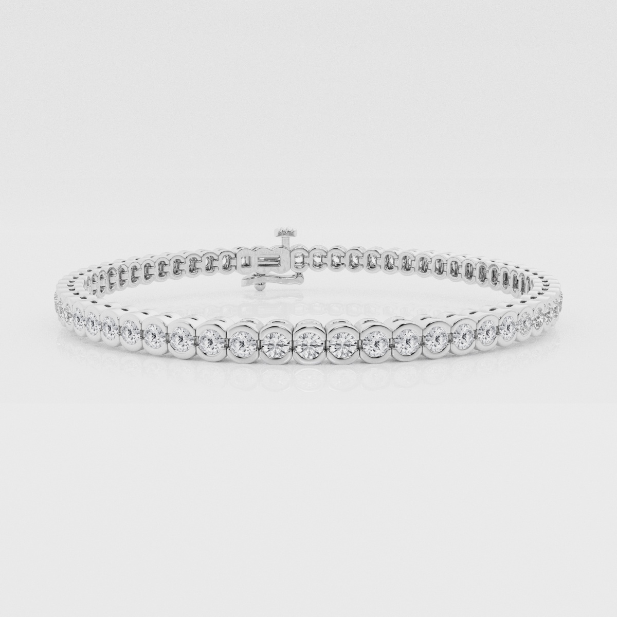 Natural Diamond | 4 ctw Round Half Bezel Tennis Bracelet - 8 inches