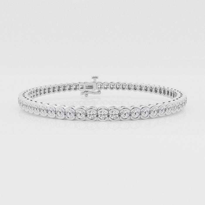 Natural Diamond | 4 ctw Round Half Bezel Tennis Bracelet - 8 inches