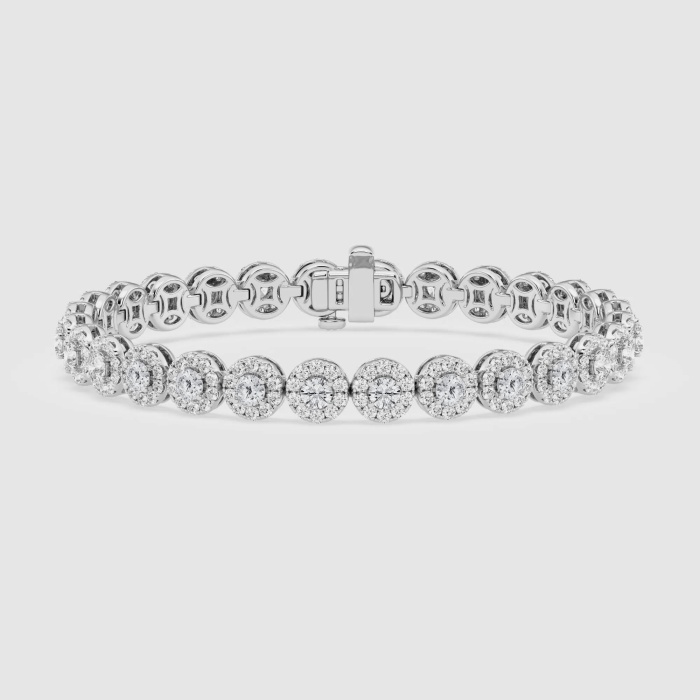 Natural Diamond | 7 ctw Round Halo Fashion Bracelet - 7.25 inches