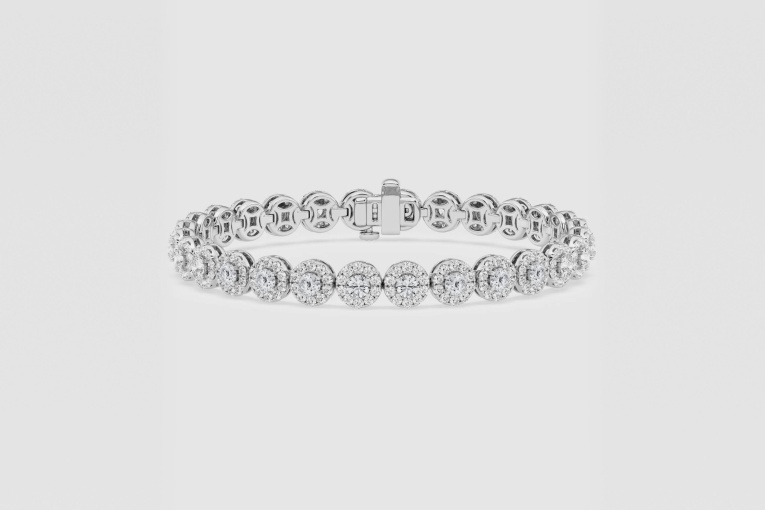 Natural Diamond | 7 ctw Round Halo Fashion Bracelet - 7.25 inches