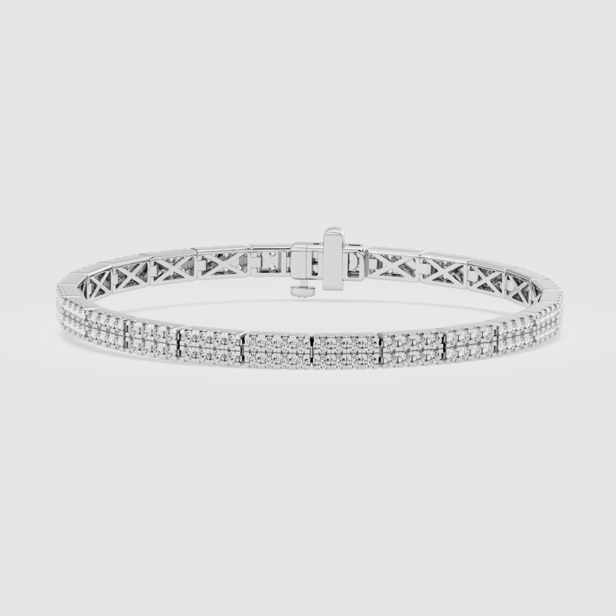 Natural Diamond | 3 ctw Round Double Row Fashion Bracelet - 7 Inches