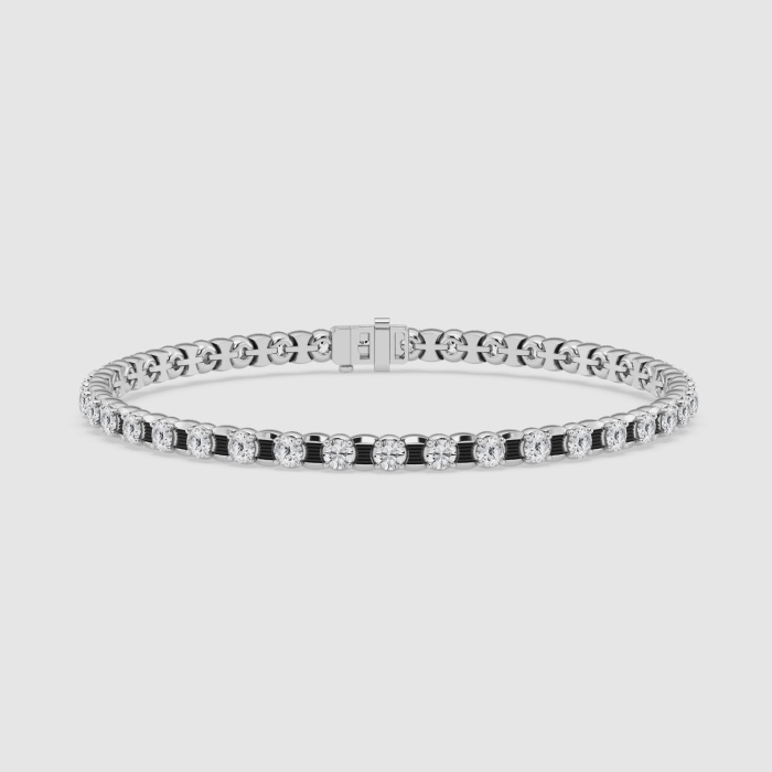 Natural Diamond | 7 ctw Round Tennis Bracelet With Black Rhodium - 8.5 Inches