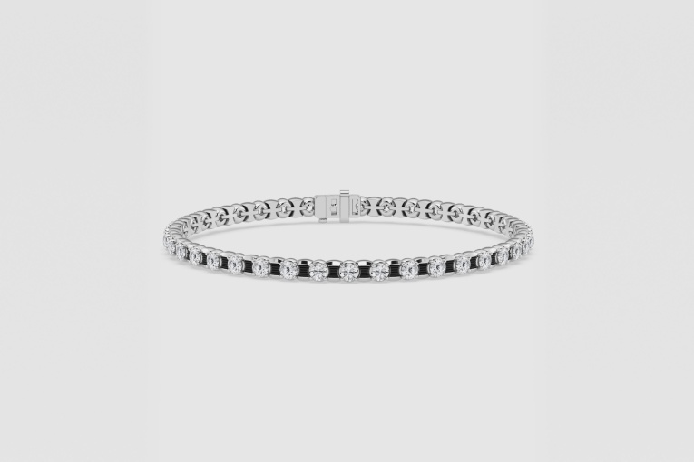 Natural Diamond | 7 ctw Round Tennis Bracelet With Black Rhodium - 8.5 Inches