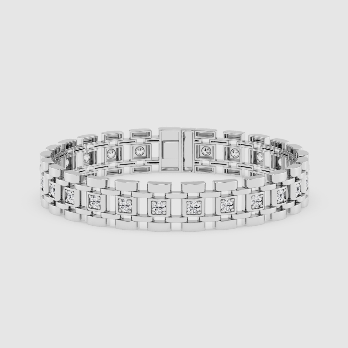 Natural Diamond | 3 7/8 ctw Round Railroad Fashion Bracelet - 8.5 Inches