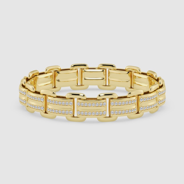 Natural Diamond | 4 ctw Round Panther Link Bracelet - 8 Inches