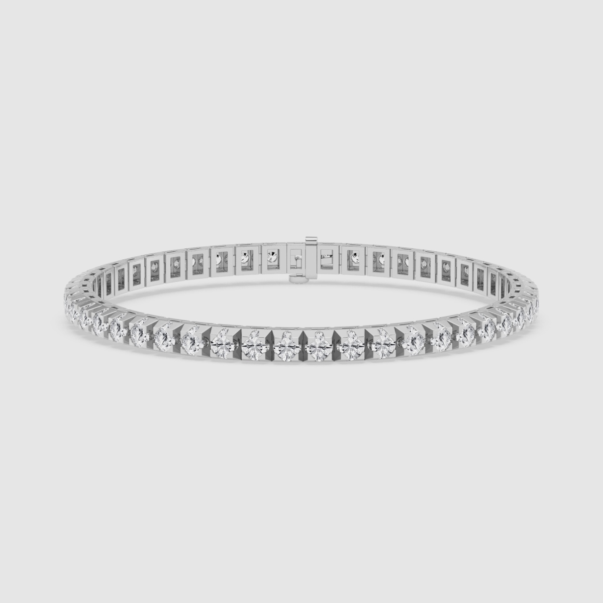 Men's Tennis Bracelet Solid Stainless Steel One Row Iced AAA CZ 8