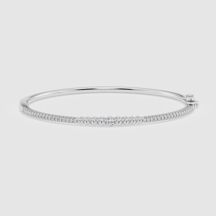 Natural Diamond | 1 ctw Round Graduated Bangle Bracelet - 7 inches