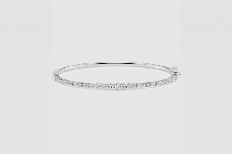 Natural Diamond | 1 ctw Round Graduated Bangle Bracelet - 7 inches
