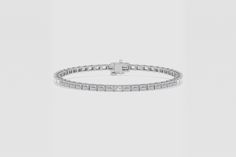 Natural Diamond | 5 ctw Emerald East-West Tennis Bracelet - 6 inches