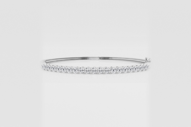 Natural Diamond | 2 1/10 ctw Round Shared Prong Bangle Bracelet - 7 inches