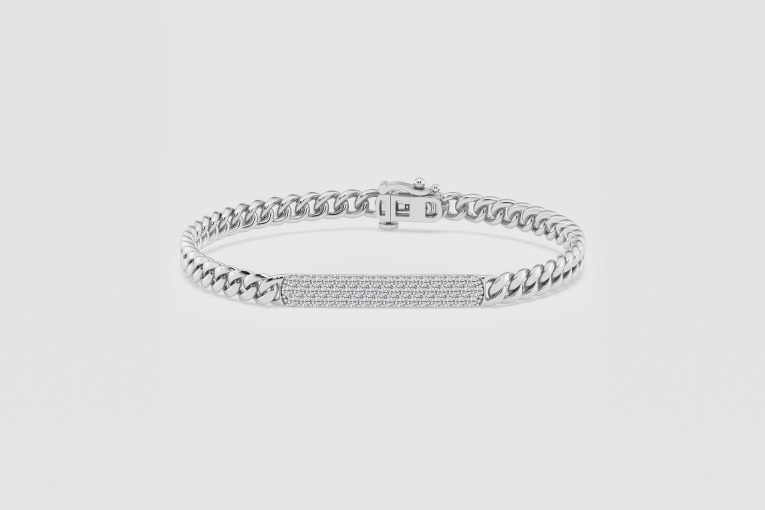 Natural Diamond | 1 ctw Round ID Style Cuban Link Bracelet - 8 Inches