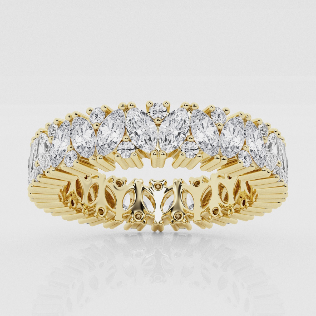 Natural Diamond | 2 1/2 ctw Marquise and Round Angled Eternity Band