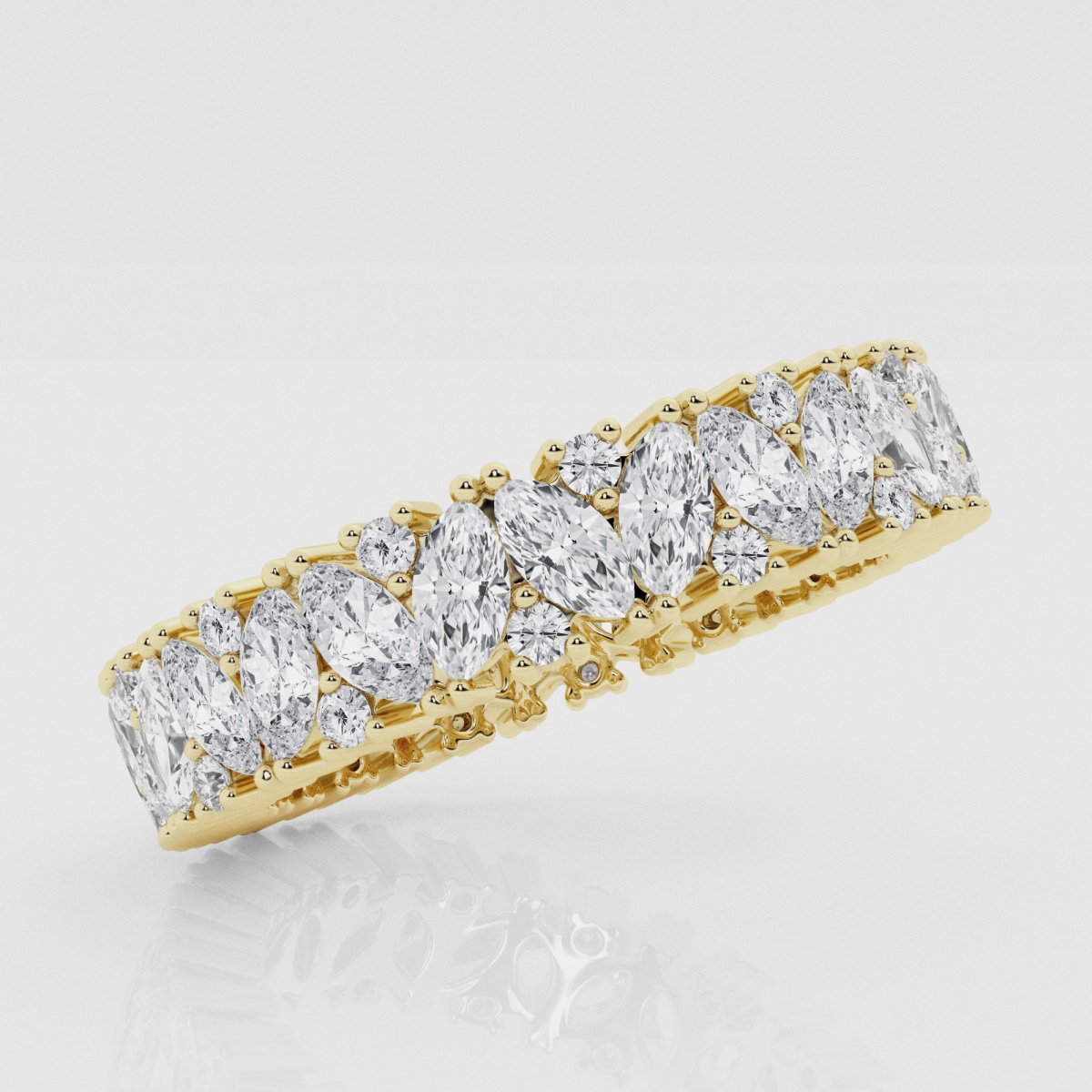 Natural Diamond | 2 1/2 ctw Marquise and Round Angled Eternity Band