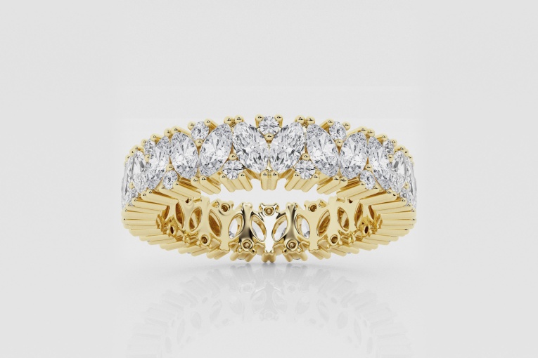 Natural Diamond | 2 1/2 ctw Marquise and Round Angled Eternity Band