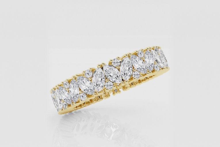 Natural Diamond | 2 1/2 ctw Marquise and Round Angled Eternity Band