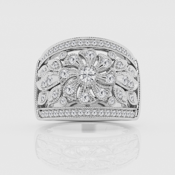 Natural Diamond | 1 ctw Round Art Deco Fashion Ring