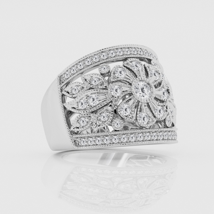 Natural Diamond | 1 ctw Round Art Deco Fashion Ring