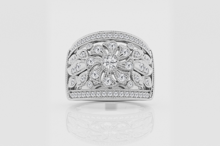 Natural Diamond | 1 ctw Round Art Deco Fashion Ring