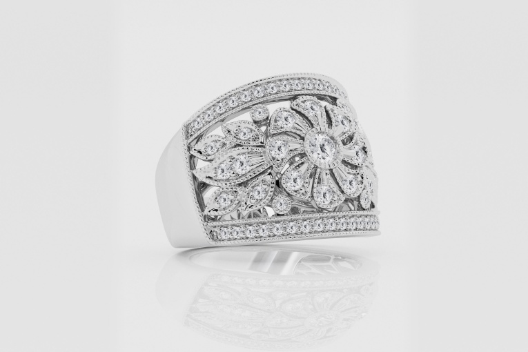 Natural Diamond | 1 ctw Round Art Deco Fashion Ring
