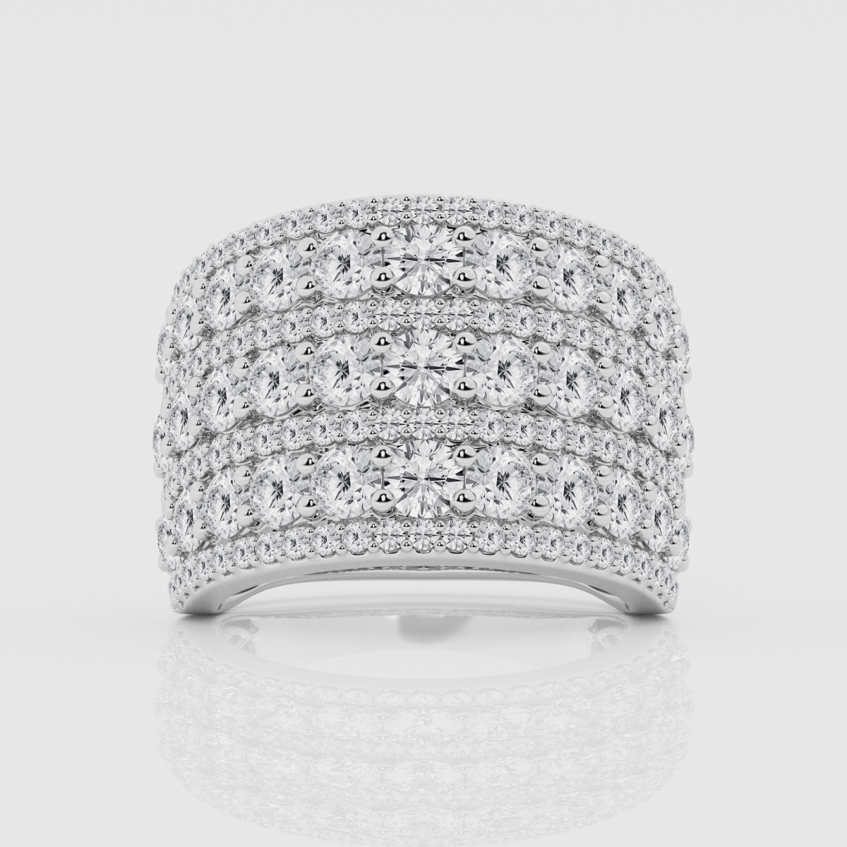 Natural Diamond | 4 ctw Round Seven Row Alternating Fashion Band