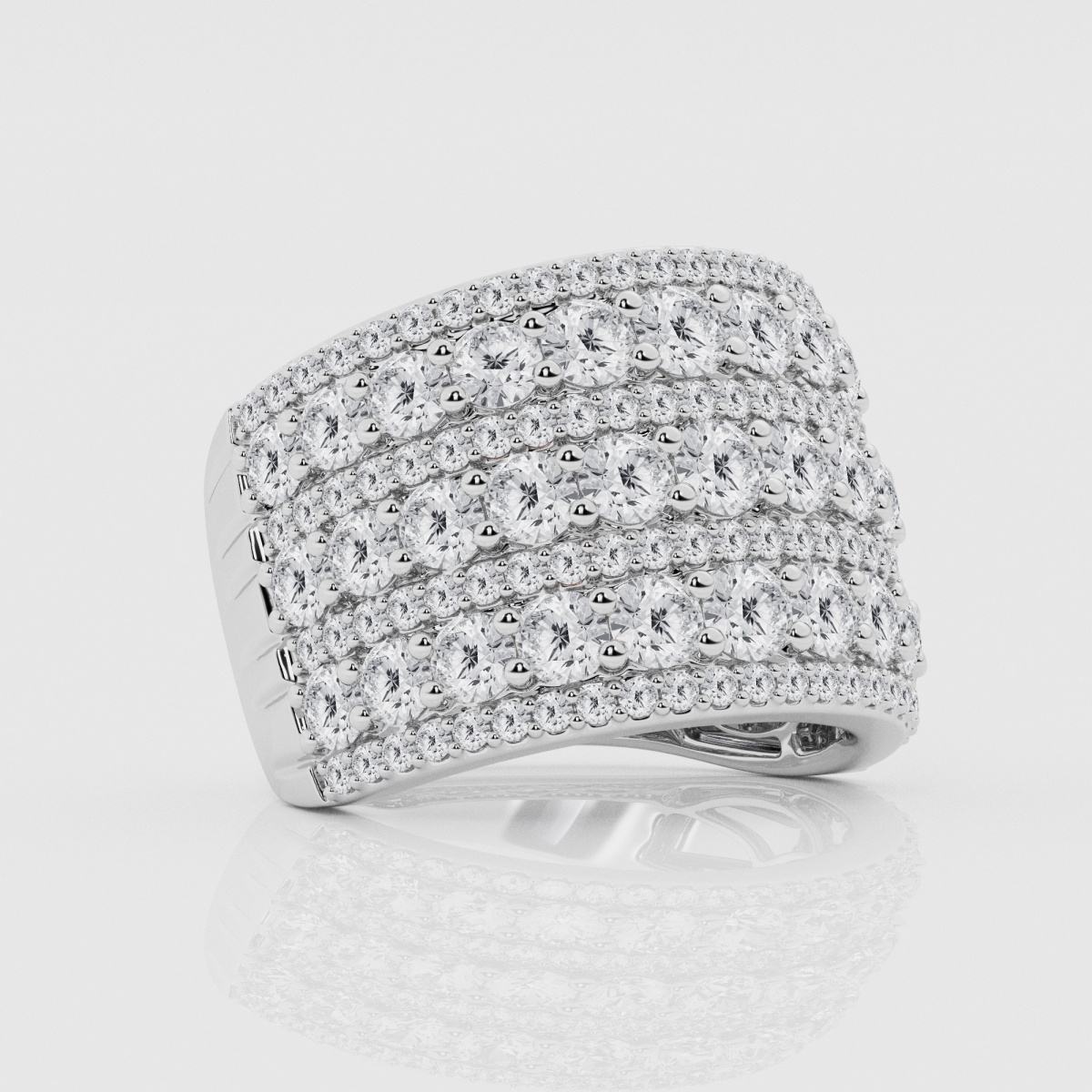 Natural Diamond | 4 ctw Round Seven Row Alternating Fashion Band