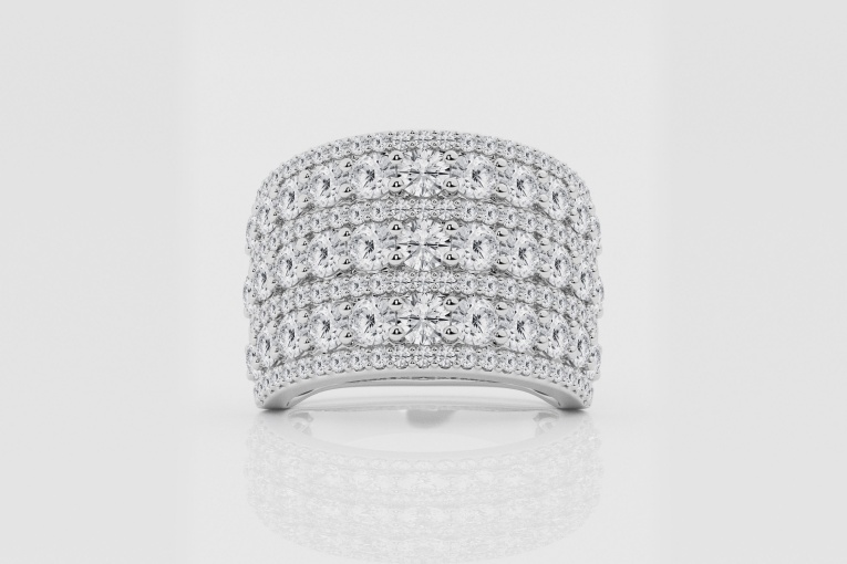 Natural Diamond | 4 ctw Round Seven Row Alternating Fashion Band