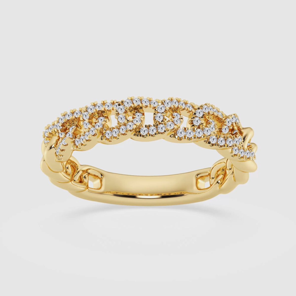 Natural Diamond | 1/4 ctw Round Curb Link Stackable Ring