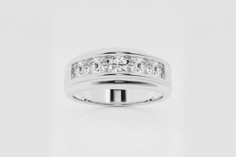 Natural Diamond | 1 ctw Round Five-Stone Wedding Band