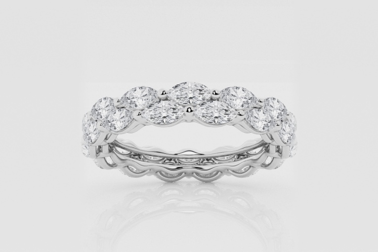 Natural Diamond | 2 ctw Marquise Double Row Eternity Band