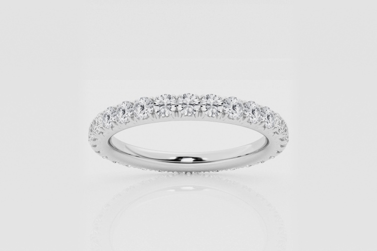 Natural Diamond | 1 ctw Round French Pave Eternity Band