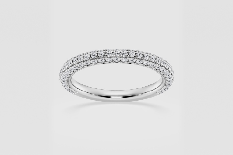 Natural Diamond | 5/8 ctw Round Rollover Pave Wedding Band