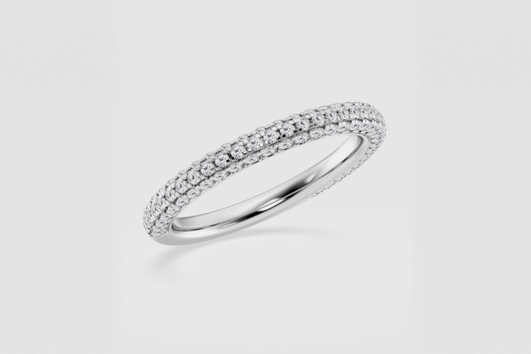 Natural Diamond | 5/8 ctw Round Rollover Pave Wedding Band