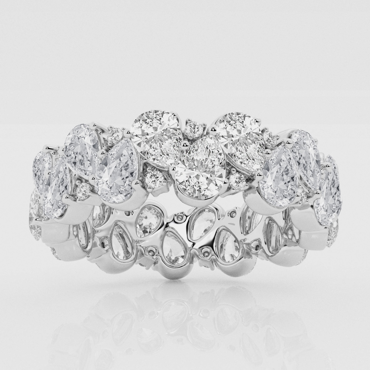 Natural Diamond | 4 ctw Pear and Round Alternating Eternity Band