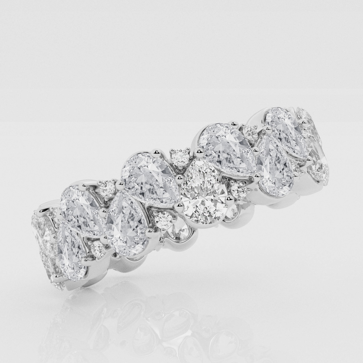 Natural Diamond | 4 ctw Pear and Round Alternating Eternity Band