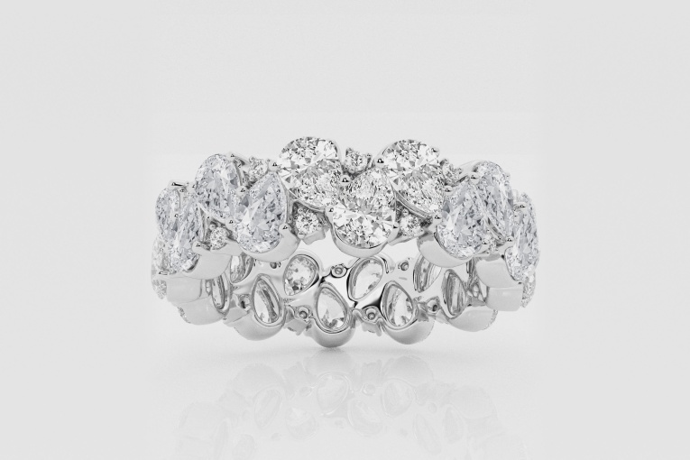 Natural Diamond | 4 ctw Pear and Round Alternating Eternity Band