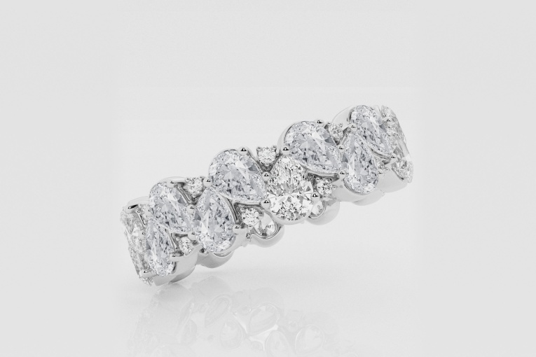 Natural Diamond | 4 ctw Pear and Round Alternating Eternity Band
