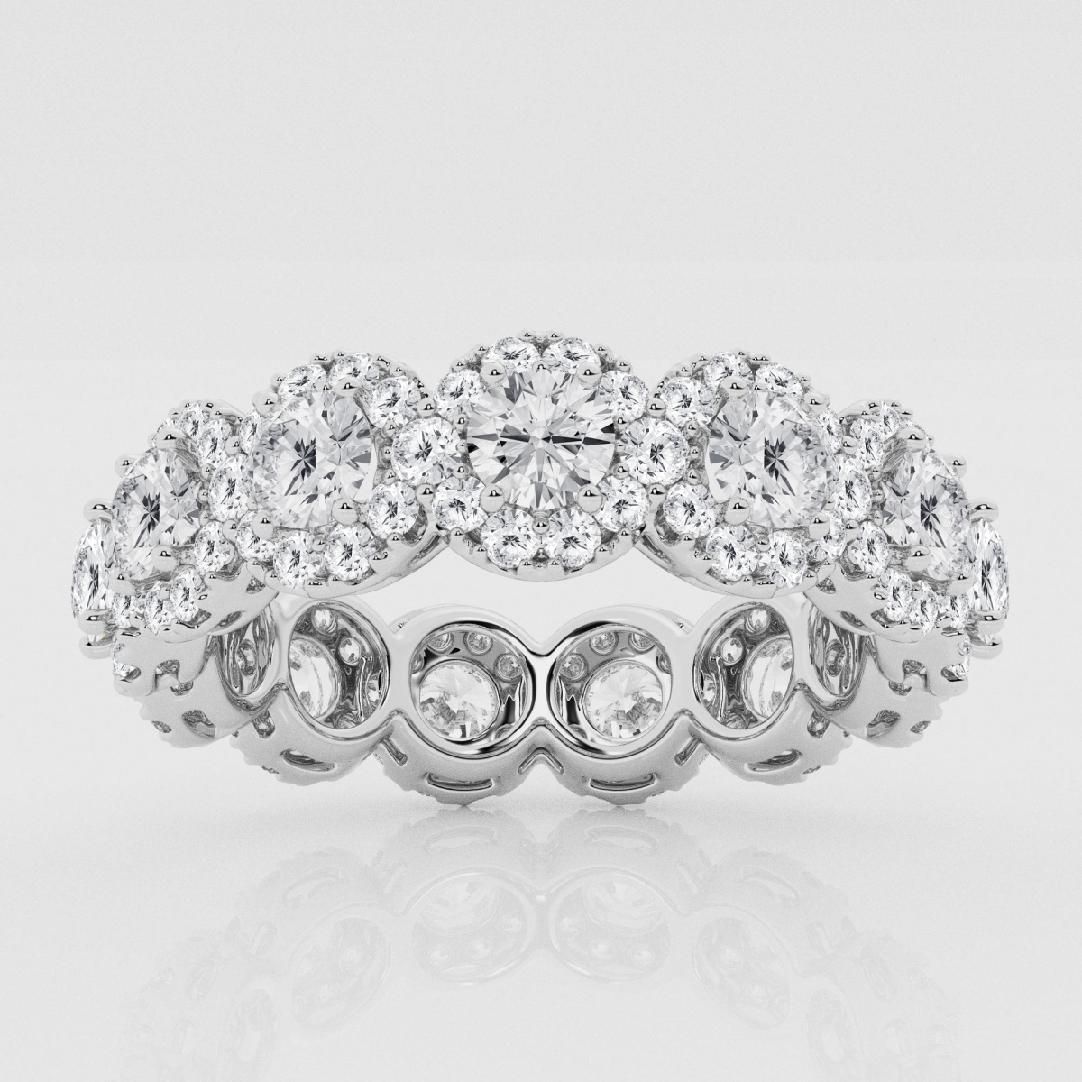 Natural Diamond | 3 ctw Round Halo Eternity Band