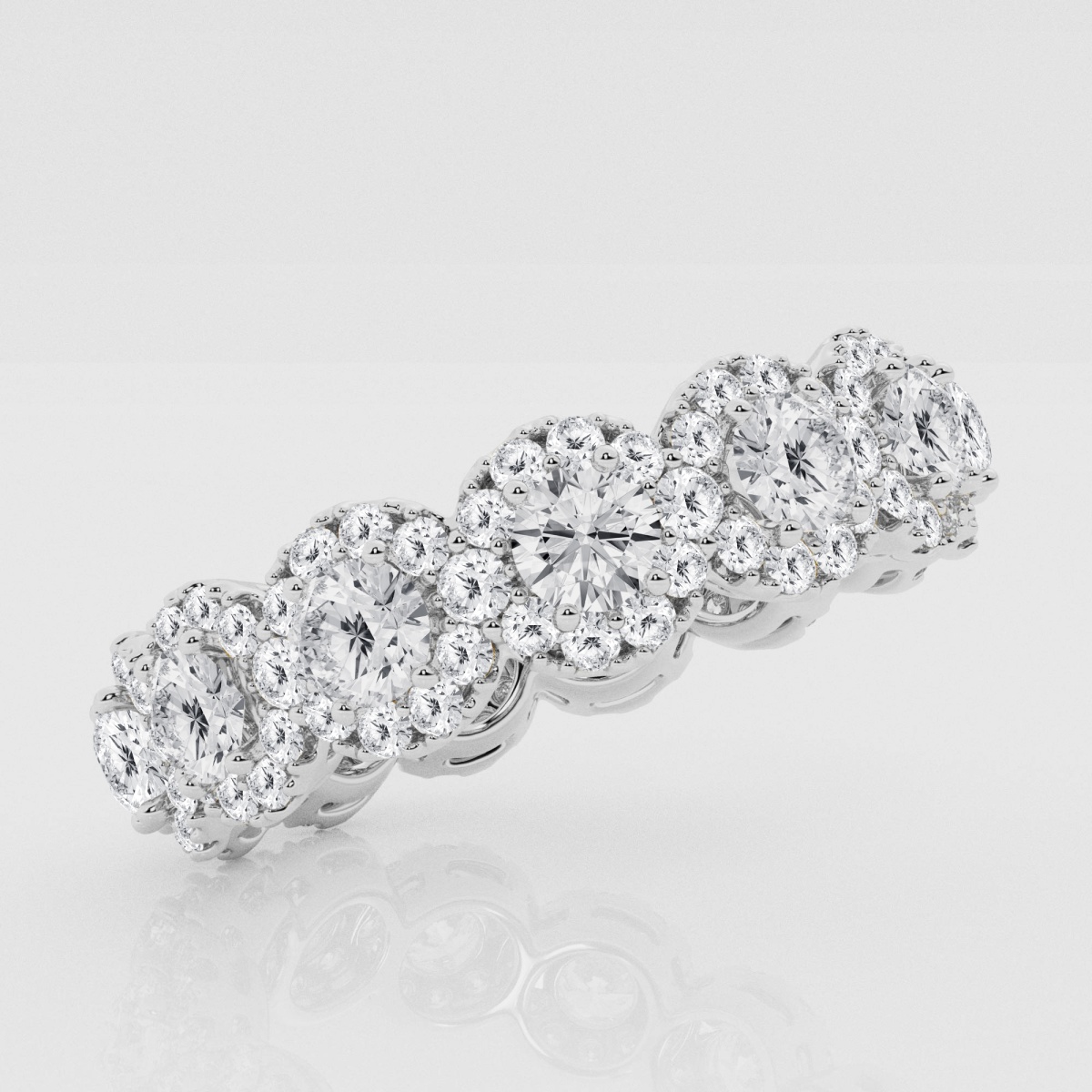 Natural Diamond | 3 ctw Round Halo Eternity Band