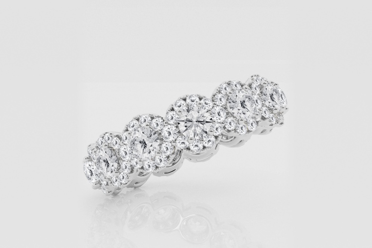 Natural Diamond | 3 ctw Round Halo Eternity Band