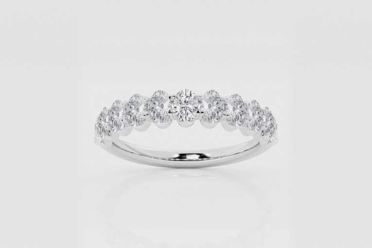 Natural Diamond | 1 ctw Oval North-South Wedding Band
