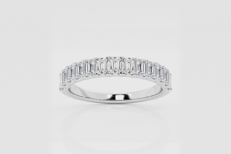 Natural Diamond | 1 ctw Emerald North-South Wedding Band