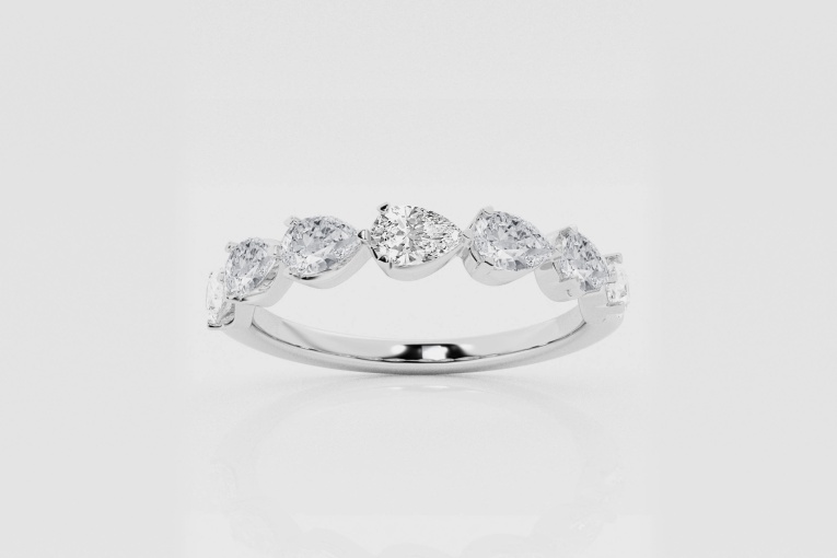Natural Diamond | 1 ctw Pear East-West Anniversary Band