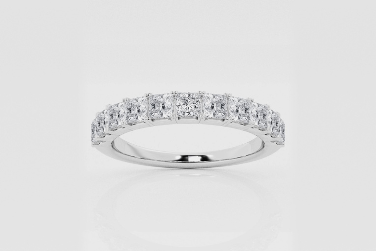 Natural Diamond | 1 1/10 ctw Princess Wedding Band