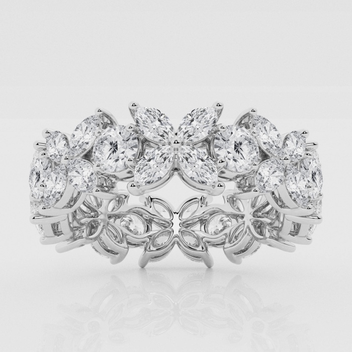 Natural Diamond | 3 ctw Marquise and Round Flower Eternity Band