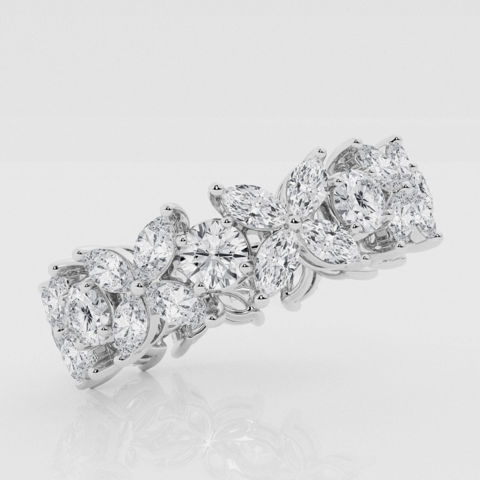 Natural Diamond | 3 ctw Marquise and Round Flower Eternity Band