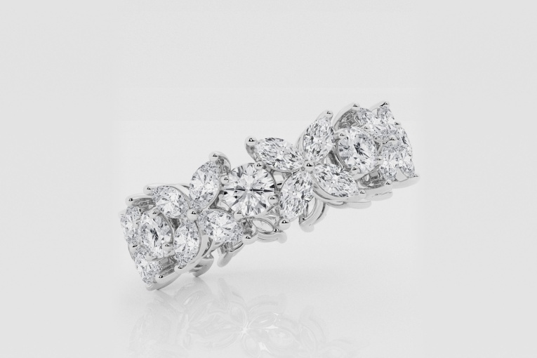 Natural Diamond | 3 ctw Marquise and Round Flower Eternity Band